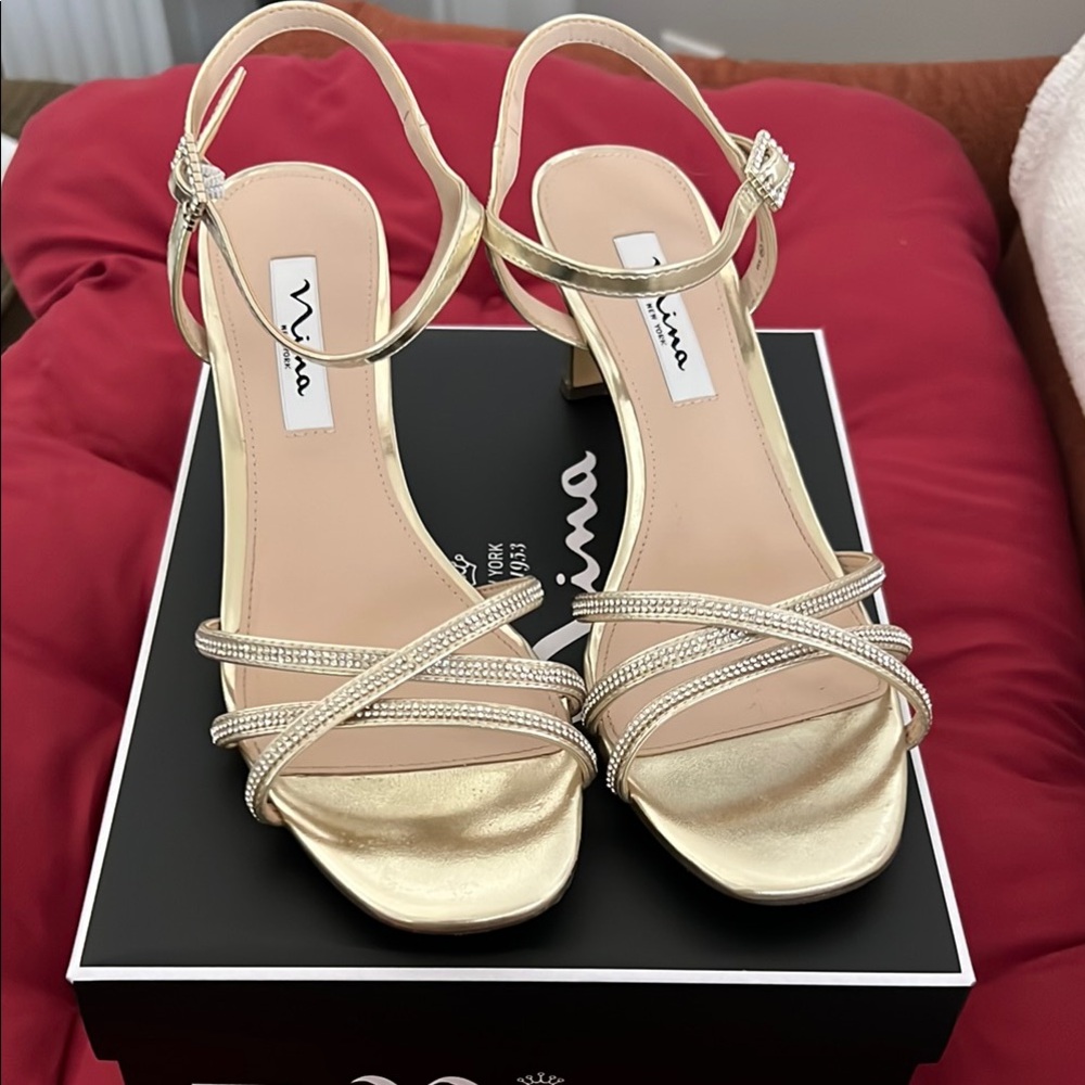 Nina Gold Strappy Women's Sandals